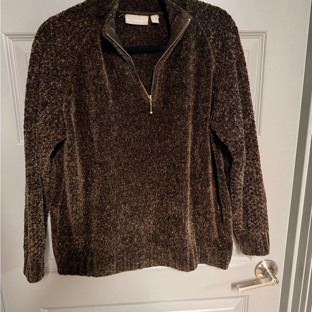 Croft & Barrow Textured Brown Zip Sweater